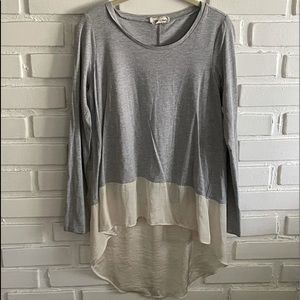 Gray & Cream hiLow oversized tunic top long sleeve